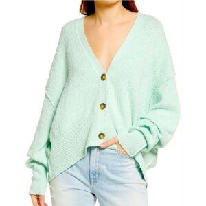 Free People Mint Green Sweater Women's Size XL Buttons